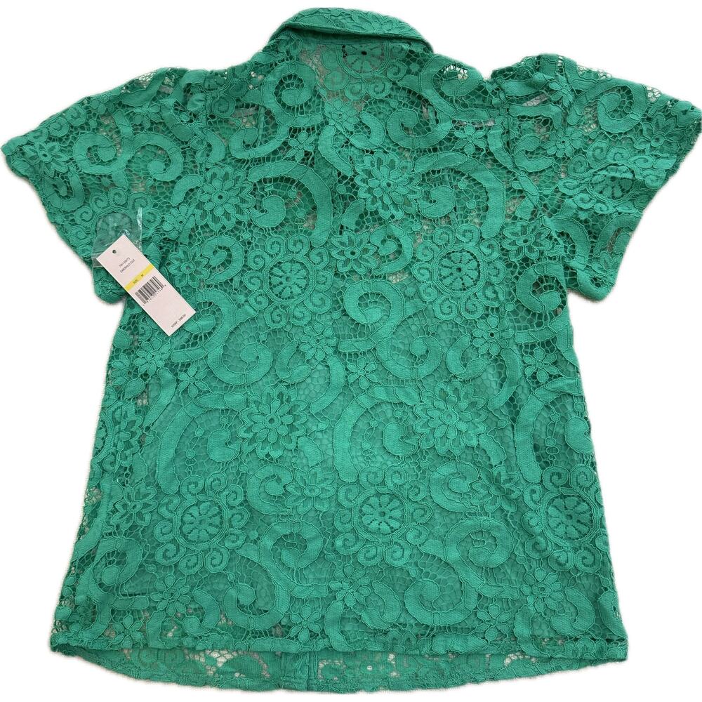 NANETTE Nanette Lepore Green Lace Blouse - Emerald Isle - Picture 2 of 15